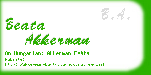 beata akkerman business card